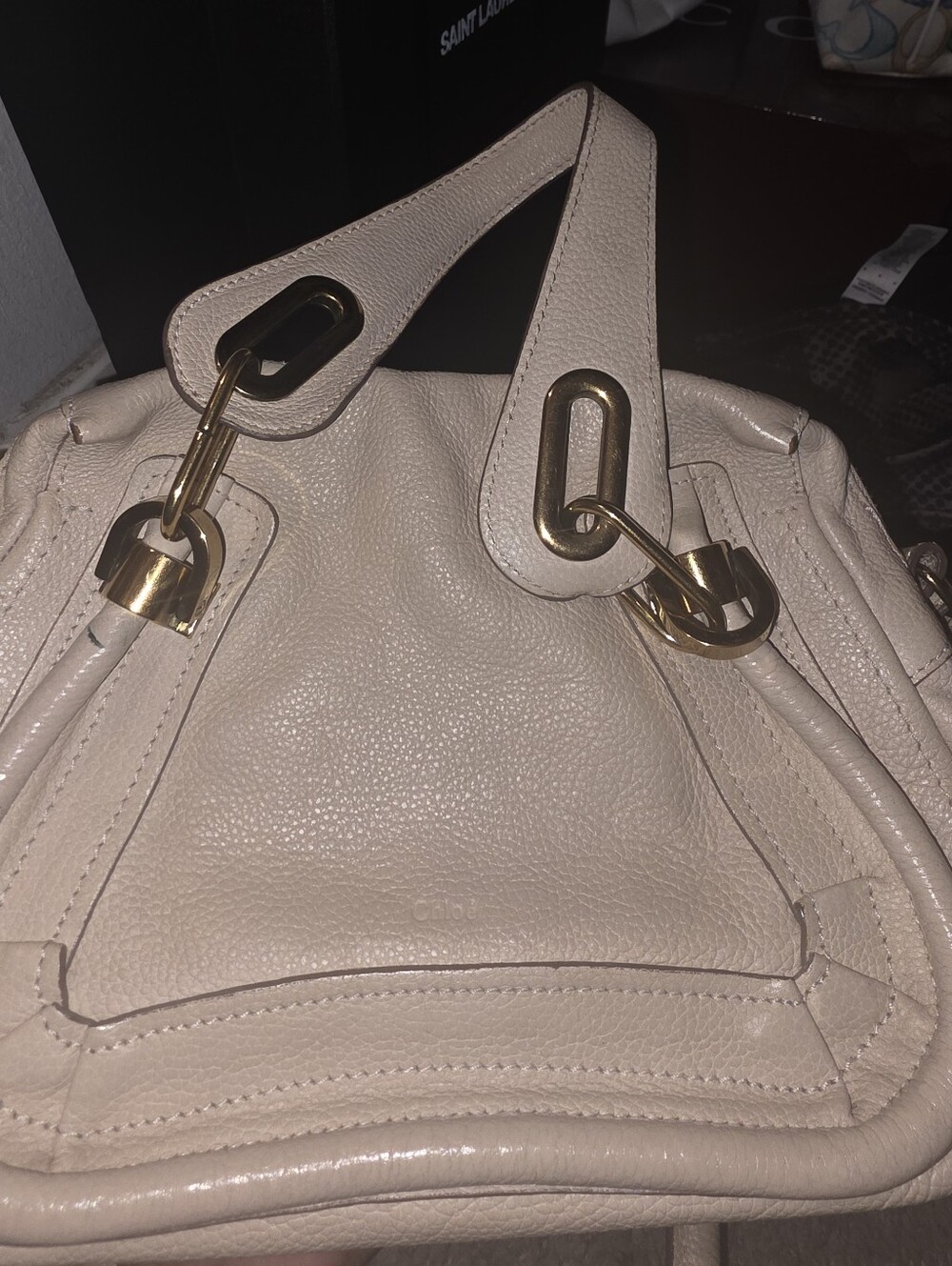 Authentic CHLOE PARATY - Cream Leather Shoulder Bag with Silver Accents - Picture 15 of 16